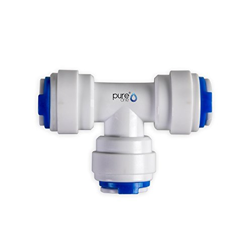 PureOne QF-09E Quick-Fitting - Schnellverbinder 3/8 x 3/8 x 3/8 Zoll. Ausführung: T-Stück | T-Form. Schlauch-Zubehör für Umkehr-Osmose, Wasser-Installationen oder Kühlschranksysteme von Pure One