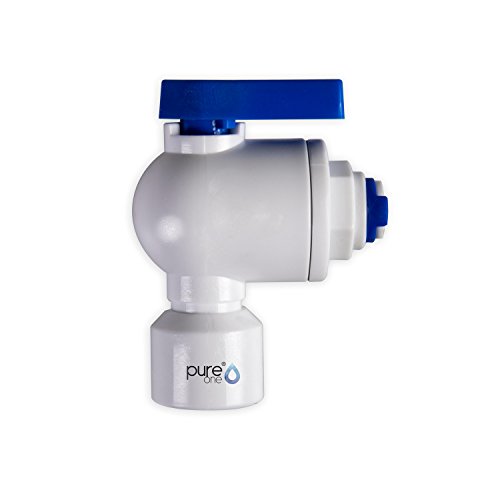 PureOne QF-24A Quick-Fitting - Schnellverbinder 1/4 auf 1/4 (IG) Zoll. Ausführung: L-Form. Schlauch-Zubehör für Umkehr-Osmose, Wasser-Installationen oder Kühlschranksysteme. Mit Hand-Ventil von Pure One