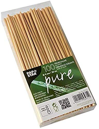 100 Trinkhalme, Stroh "pure" Ø 4 mm · 20 cm Strohhalme Trinkhalme nachhaltig von PAPSTAR