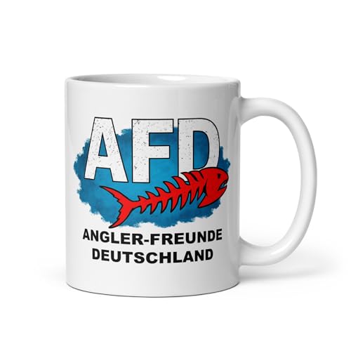 AFD Angler Tasse witzig Geschenk für Angler Freunde Deutschland lustig Fischen Gag Becher Camping Humor Kaffeetasse Anglergeschenk Männer Frauen von Pure Print Cut