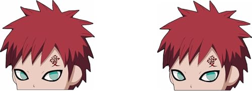 Naruto Shippuuden Auto Peeker Anime Sticker - 2 Stück Ninja Aufkleber - 9 cm Boruto Design für Autos und Laptops (Gaara) von Pure Print Cut