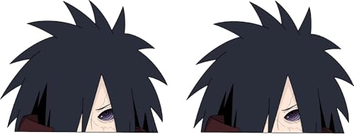 Naruto Shippuuden Auto Peeker Anime Sticker - 2 Stück Ninja Aufkleber - 9 cm Boruto Design für Autos und Laptops (Madara) von Pure Print Cut