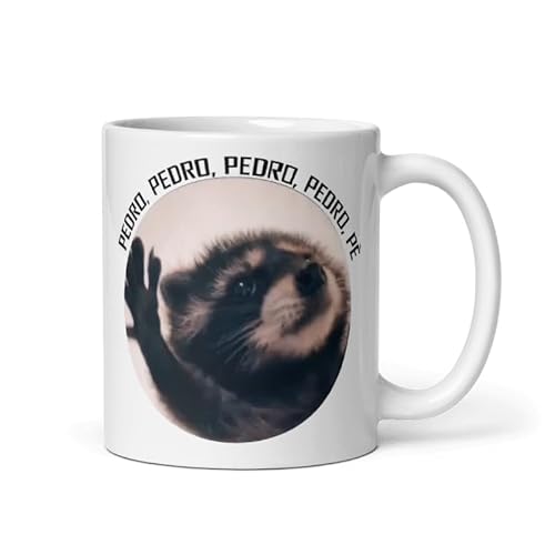 Pure Print Cut Pedro Waschbär Song Meme Lustige Keramiktasse | Ideal für TikTok- und Humorliebhaber | Spülmaschinenfest | 330ml Fassungsvermögen von Pure Print Cut