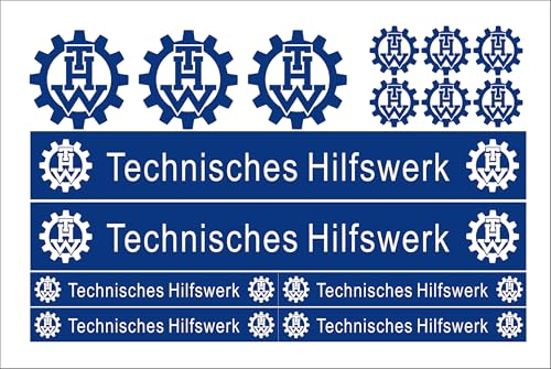 THW Aufkleber Set 15-teilig – Hochwertige Klebefolie – Für Bobby Car, Fahrrad & Helm – Perfekt für Kinder & Modellbau – Einfache Anwendung (THW) von Pure Print Cut