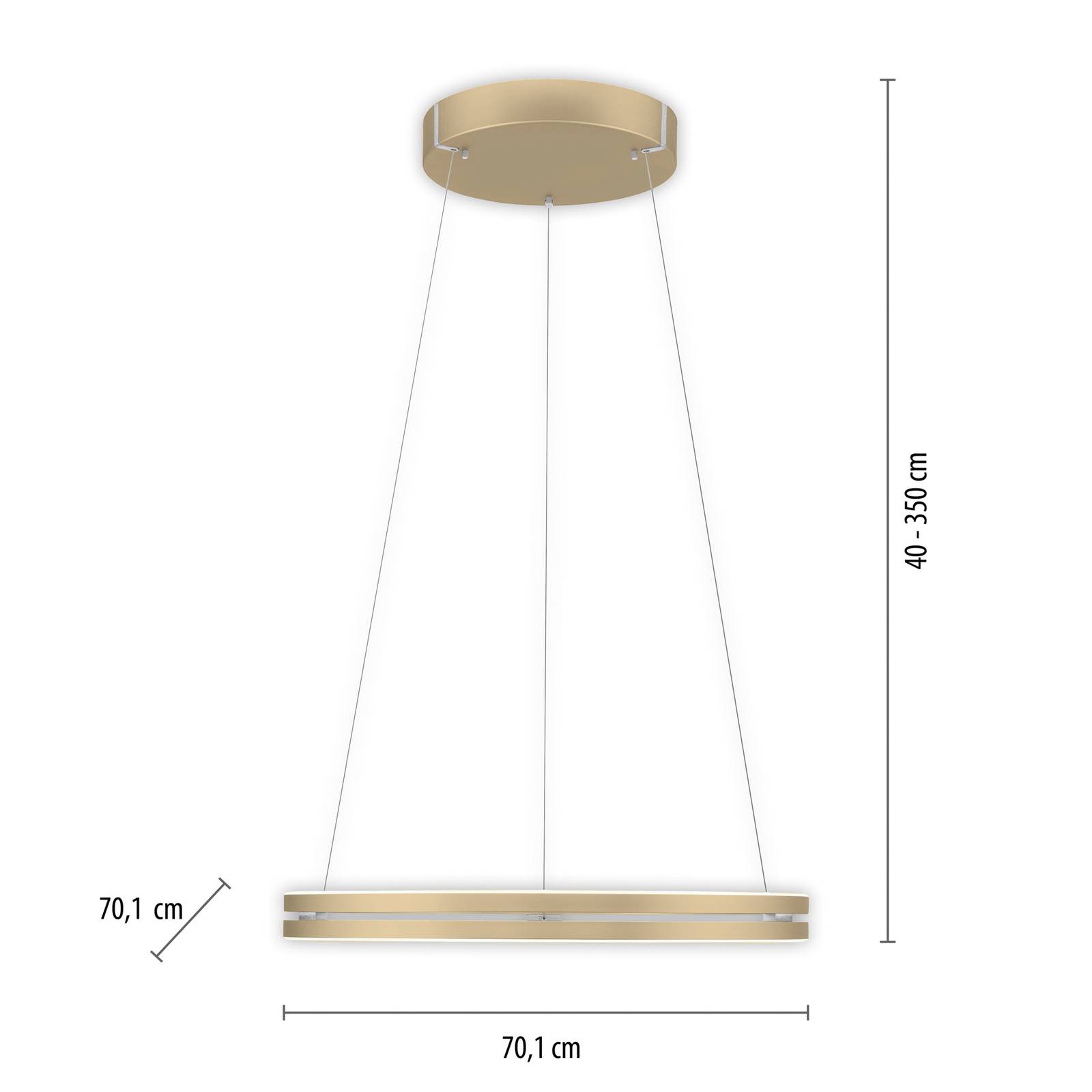 PURE E-Loop LED-Hängeleuchte, CCT, gold von Pure