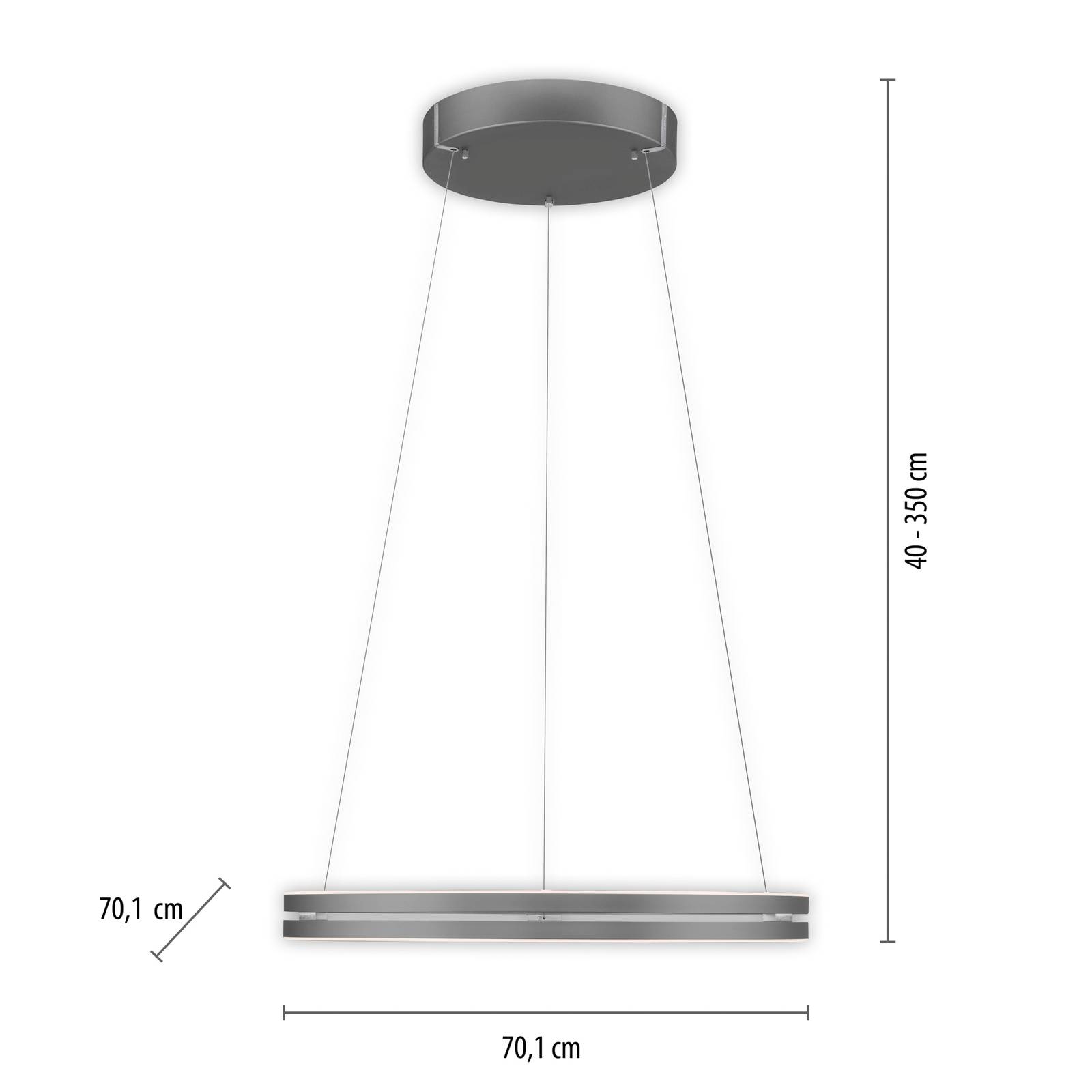 PURE E-Loop LED-Hängeleuchte, CCT, grau von Pure