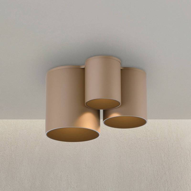 PURE LED-Bad-Deckenlampe Point, bronzefarben, 18 cm, 3-flg. von Pure