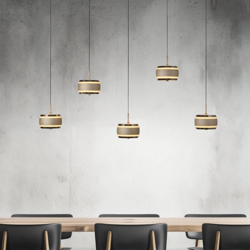 PURE LED-Hängelampe Falling Rings, bronze Länge 101 cm 5-fl. von Pure
