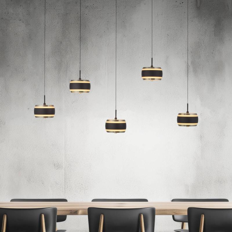 PURE LED-Hängelampe Falling Rings schwarz Länge 101 cm 5-fl. von Pure