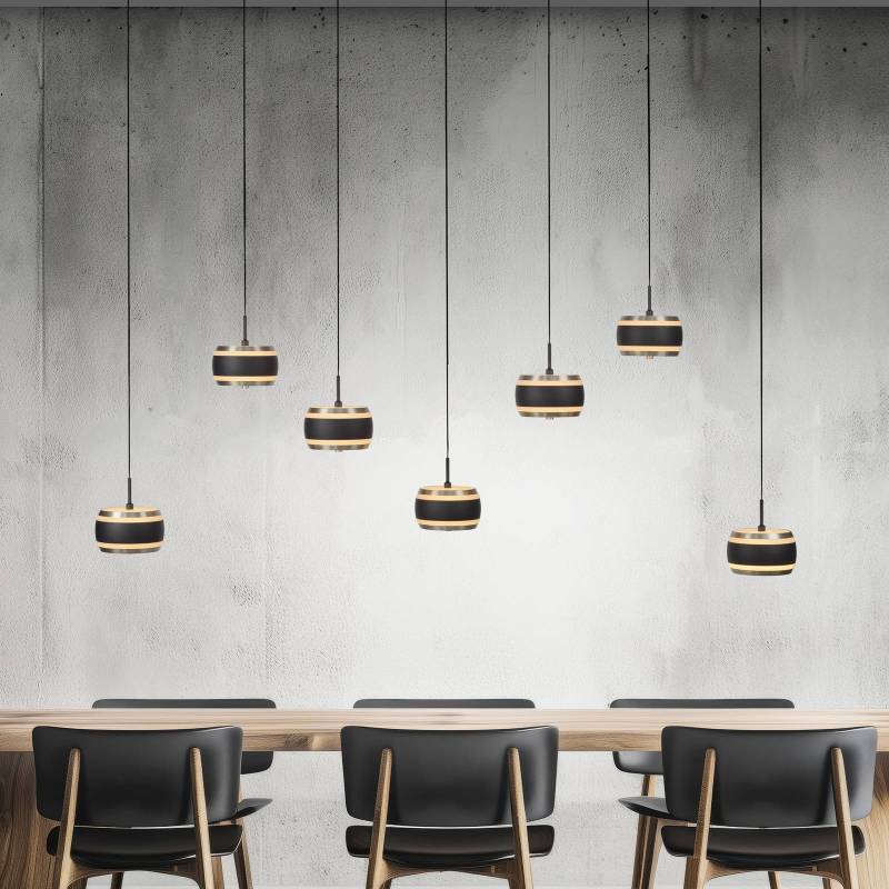 PURE LED-Hängelampe Falling Rings schwarz Länge 132 cm 7-fl. von Pure