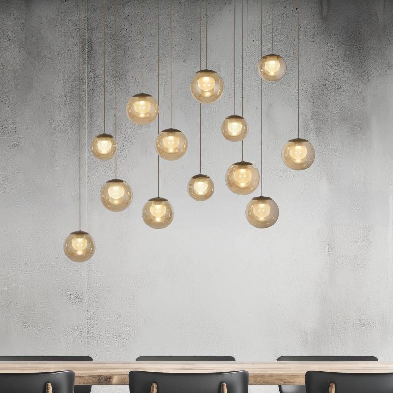 PURE LED-Hängelampe Popup, bronze/amber, Länge 100 cm 13-fl. von Pure