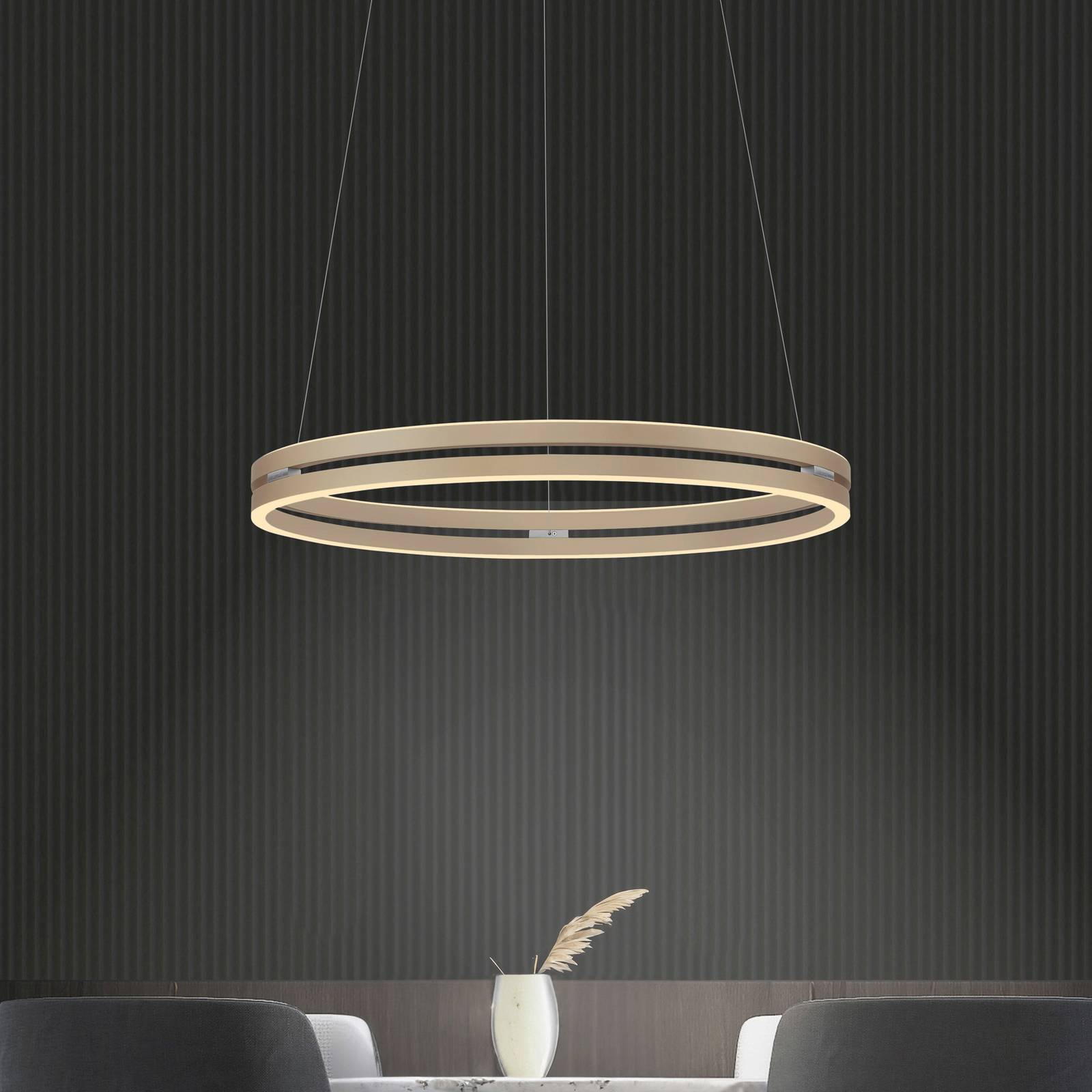 PURE LED-Hängeleuchte E-Loop bronze, Ø 70 cm, Aluminium, CCT von Pure