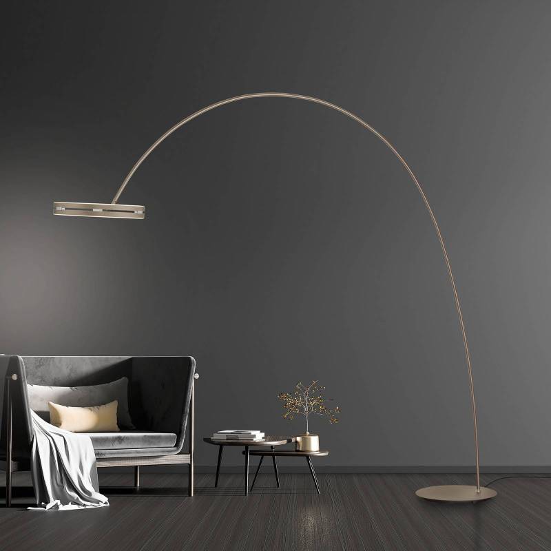PURE LED-Stehlampe Loop-Bow, bronzefarben, Ausladung 290 cm von Pure