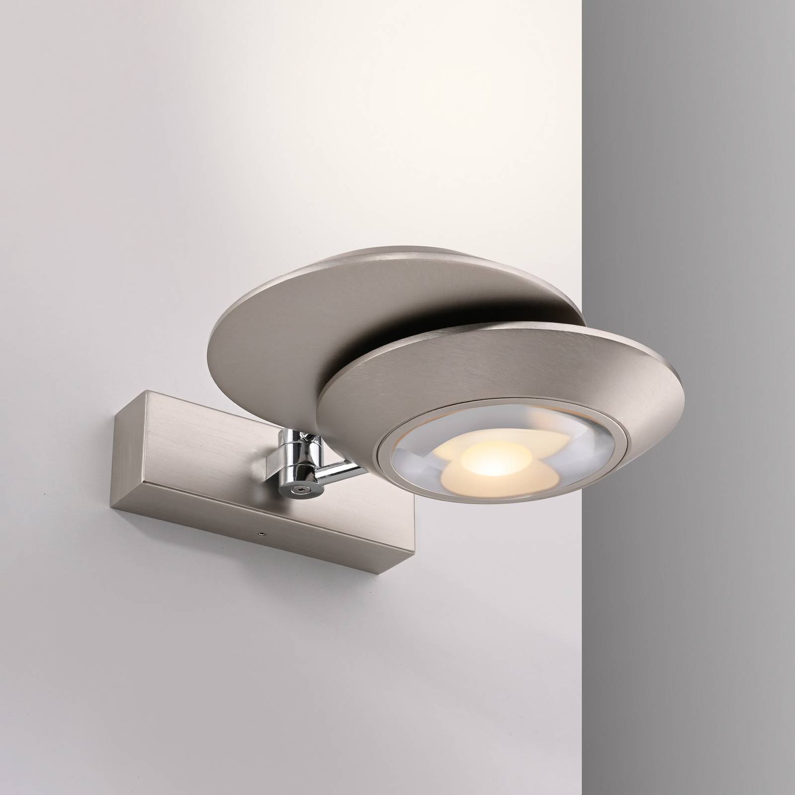 PURE LED-Wandlampe Oculis, silberfarben 30 cm, Eisen, 2-flg. von Pure