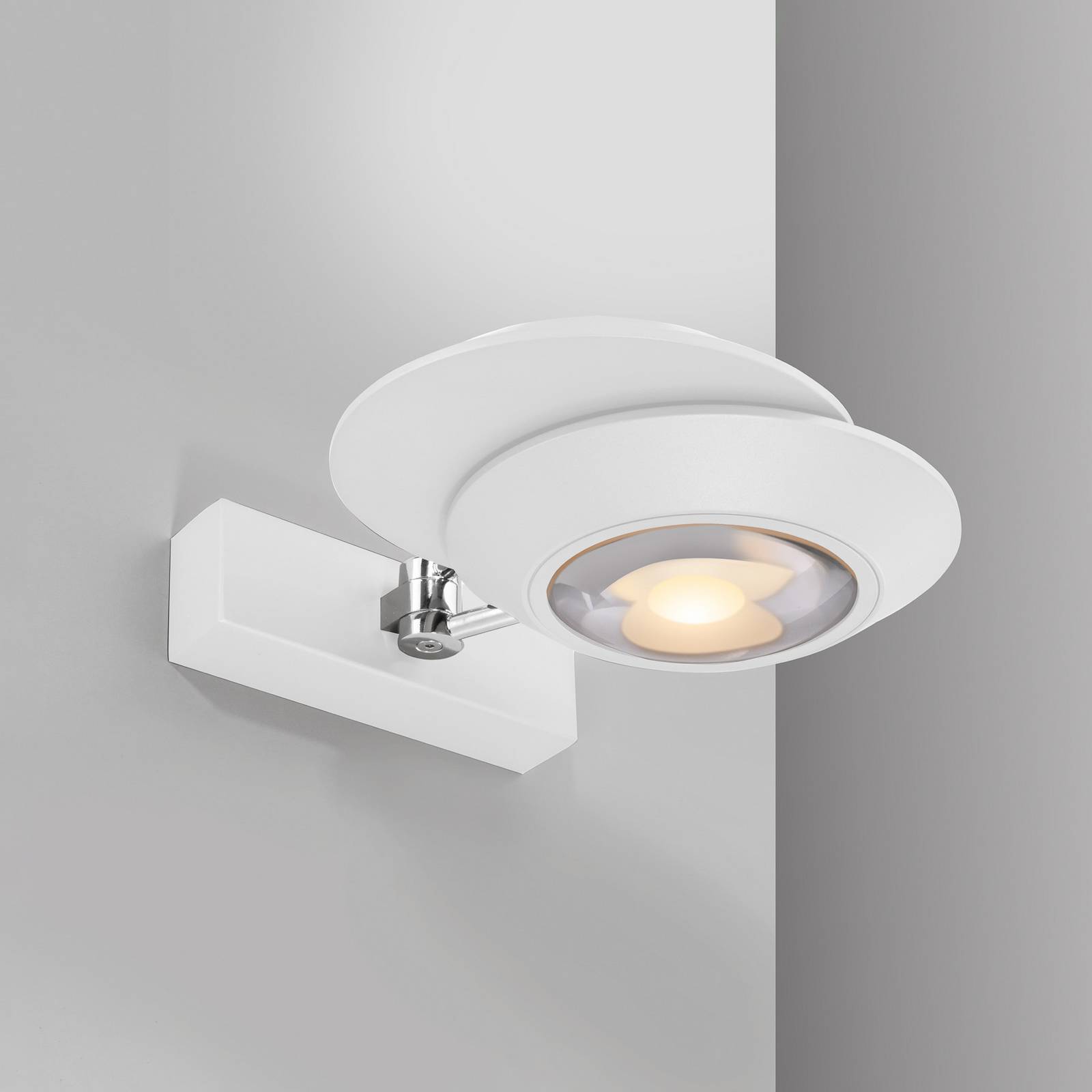 PURE LED-Wandlampe Oculis, weiß, 30 cm, Eisen/Glas, 2-flg. von Pure