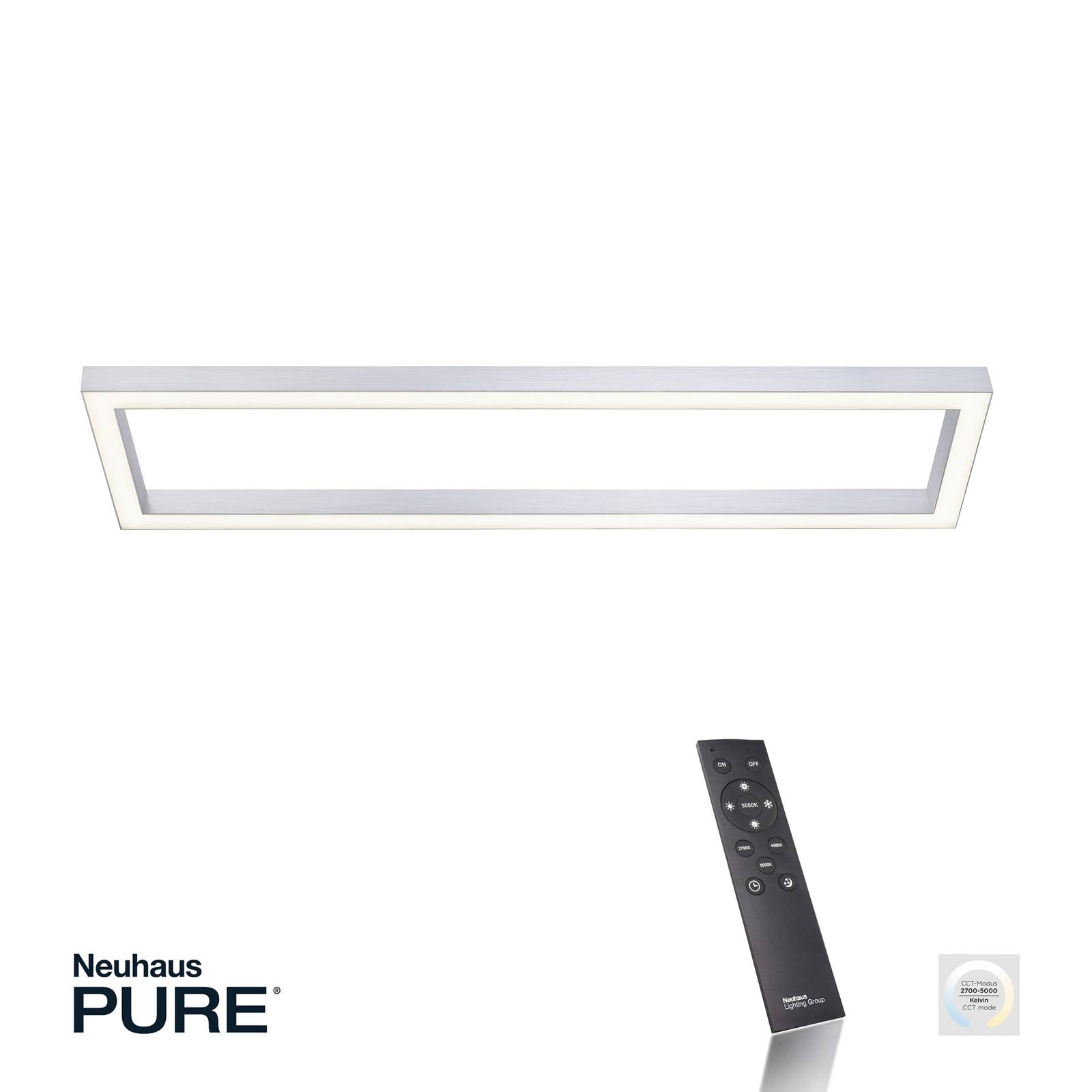 PURE Lines LED-Deckenleuchte, eckig, aluminium von Pure