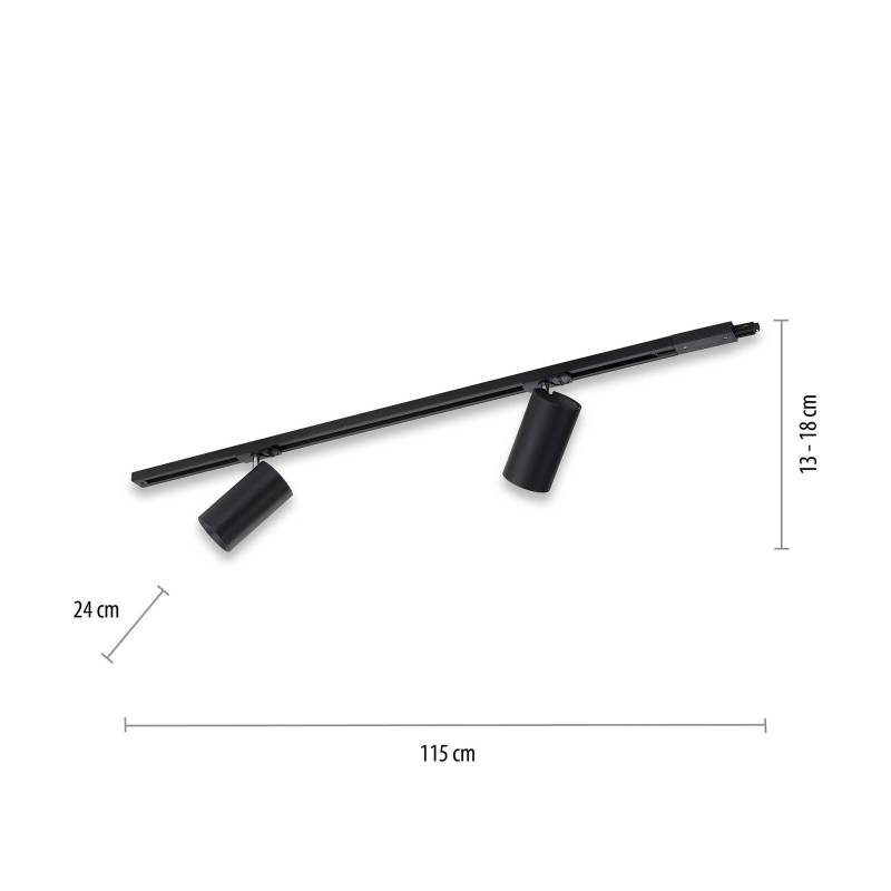 PURE Technik LED-Schienenleuchte, 2-flg., schwarz von Pure