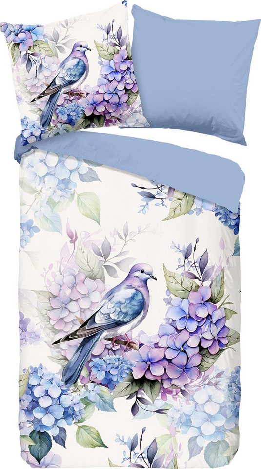 Pure Bettwäsche Wendebettwäsche "Amira", Polyester, Microfaser Blumen: Hortensie von Pure