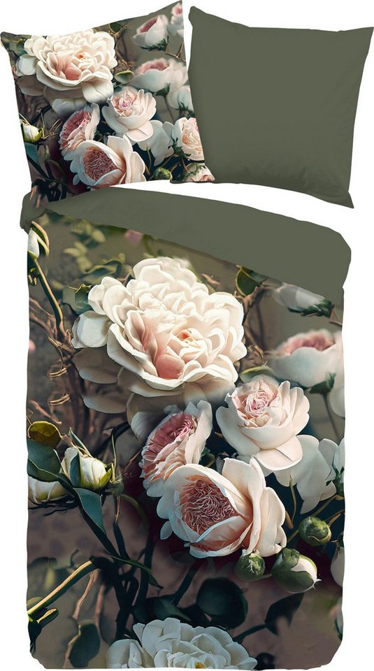 Pure Bettwäsche Wendebettwäsche "White Roses", Polyester, Microfaser Blumen von Pure
