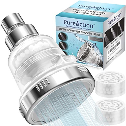 PureAction Wasserenthärter Duschkopffilter für hartes Wasser,Chlor- & Fluoridfilter,gefilterter Duschkopf,Hochdruck-Regenduschkopf,2 austauschbare Filter,beste Dusche als trockene Haut & Haar von PureAction