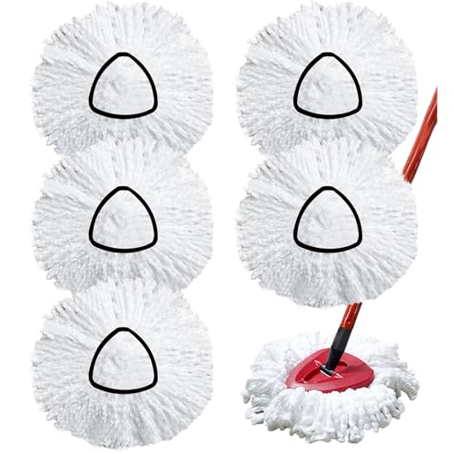 5 Stück Wischmopp Ersatzköpfe Kompatibel mit Vileda Turbo,Mikrofaser Wischmob Ersatzmop Moppköpfe für EasyWring&Clean Bodenwischer Ersatzbezug,für alle Böden(Weißer) von PureBliss