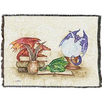 Drachen in Der Bibliothek - Amy Brown Baumwollgewebter Deckenüberwurf Made Usa | 72x54 von PureCountryWeavers
