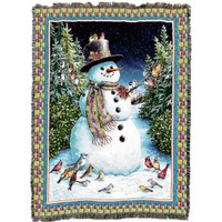 Karierter Schneemann - Lynn Bywaters Baumwollgewebter Deckenüberwurf Hergestellt in Den Usa | 72x54 von PureCountryWeavers