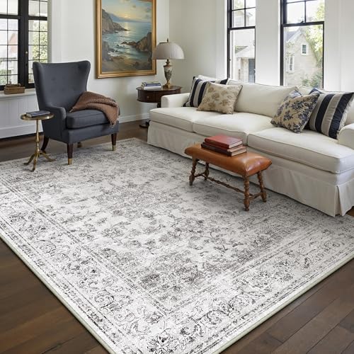 PureCozy 160x230 cm Teppich Wohnzimmer Grau, Teppiche Vintage Waschbar rutschfest für Schlafzimmer Balkon LäUfer KüChe Esszimmer BüRo Flach, Indoor Modern Weicher Kurzflor Carpet PureCozy 160x230 cm Teppich Wohnzimmer Grau, Teppiche Vintage Waschbar rutschfest für Schlafzimmer Balkon LäUfer KüChe Esszimmer BüRo Flach, Indoor Modern Weicher Kurzflor Carpet von PureCozy