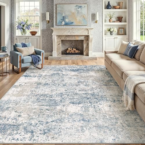 PureCozy Blauer Teppich, waschbar, modern, abstrakt, Wohnzimmerteppich, rutschfest, neutral, niedriger Flor, weich, zeitgenössisch, ästhetisch, Schlafzimmer, großer Teppich, für Innenbereich, Büro PureCozy Blauer Teppich, waschbar, modern, abstrakt, Wohnzimmerteppich, rutschfest, neutral, niedriger Flor, weich, zeitgenössisch, ästhetisch, Schlafzimmer, großer Teppich, für Innenbereich, Büro von PureCozy
