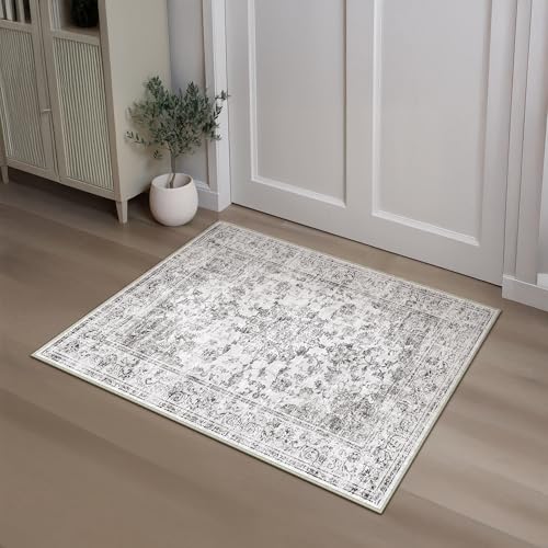 PureCozy FußMatte 60x90 cm Grau Teppich klein, Waschbar rutschfest Carpet Vintage Kurzflor Retro Rug für Wohnzimmer Schlafzimmer Balkon LäUfer KüChe Esszimmer BüRo Flach PureCozy FußMatte 60x90 cm Grau Teppich klein, Waschbar rutschfest Carpet Vintage Kurzflor Retro Rug für Wohnzimmer Schlafzimmer Balkon LäUfer KüChe Esszimmer BüRo Flach von PureCozy