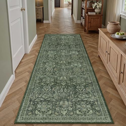 PureCozy Läufer, waschbar, Flur, Küche, Vintage-Teppich, für Innenbereich, rutschfest, klein, niedrig, dünn, Schlafzimmer, Badezimmer, Used-Look, Retro, Blumenakzent, Überwurf, Esszimmer, Waschküche PureCozy Läufer, waschbar, Flur, Küche, Vintage-Teppich, für Innenbereich, rutschfest, klein, niedrig, dünn, Schlafzimmer, Badezimmer, Used-Look, Retro, Blumenakzent, Überwurf, Esszimmer, Waschküche von PureCozy