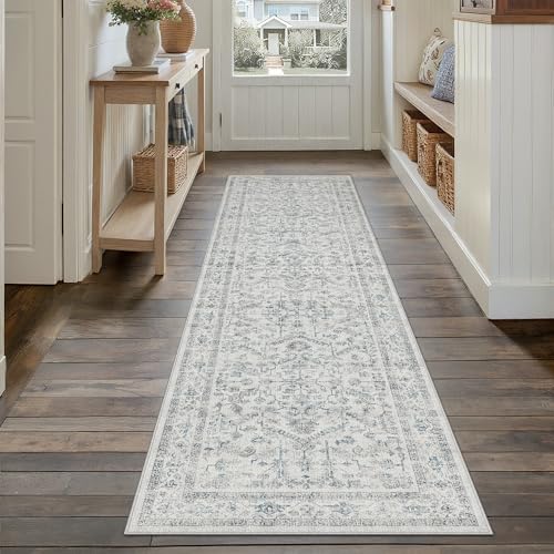 PureCozy Läuferteppich, Vintage-Teppich, für Flur, Innenbereich, Küche, waschbar, niedriger Flor, traditioneller Used-Look, Retro-Look, rutschfest, für Waschküche, Badezimmer, Büro, 5 x 20 cm, Blau PureCozy Läuferteppich, Vintage-Teppich, für Flur, Innenbereich, Küche, waschbar, niedriger Flor, traditioneller Used-Look, Retro-Look, rutschfest, für Waschküche, Badezimmer, Büro, 5 x 20 cm, Blau von PureCozy