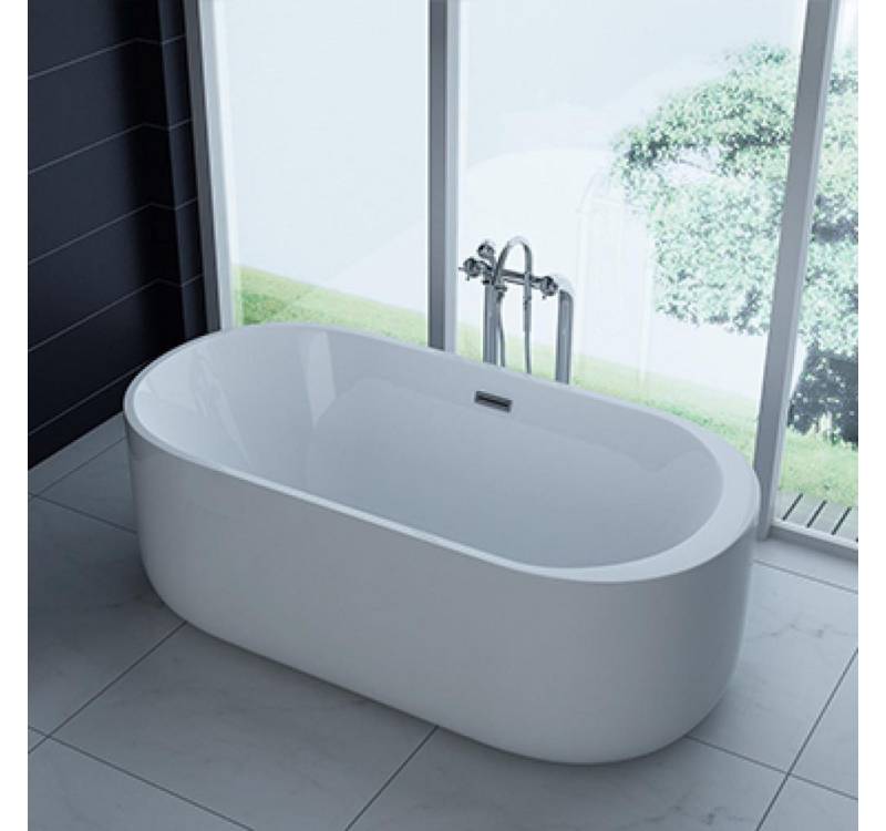 PureHaven Badewanne freistehend Piave 170x80 cm mit Überlaufschutz & Siphon von PureHaven