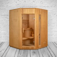 PureHaven Finnische Sauna 150x150x200 cm Harvia Saunaofen für 3 Personen Hemlockholz komplettes Zube von PureHaven