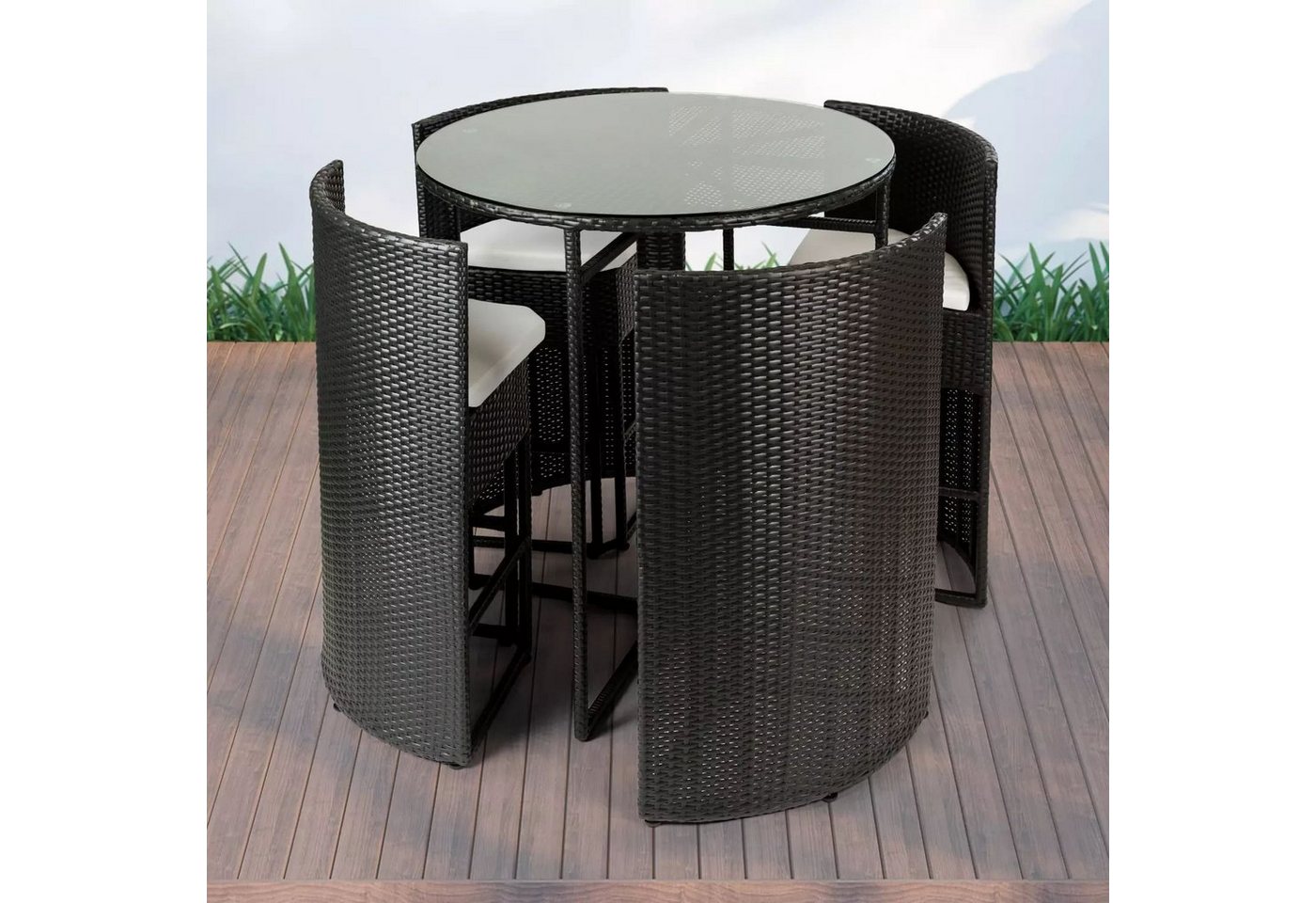 PureHaven Gartenbar-Set Bar-Set 100x110 cm wetterbeständiges Polyrattan, (5-tlg) von PureHaven