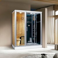 PureHaven Luxus 2in1 Finnische Sauna und Dampfdusche 170x100 cm für 2 Personen Tropenbrause Rücken- von PureHaven
