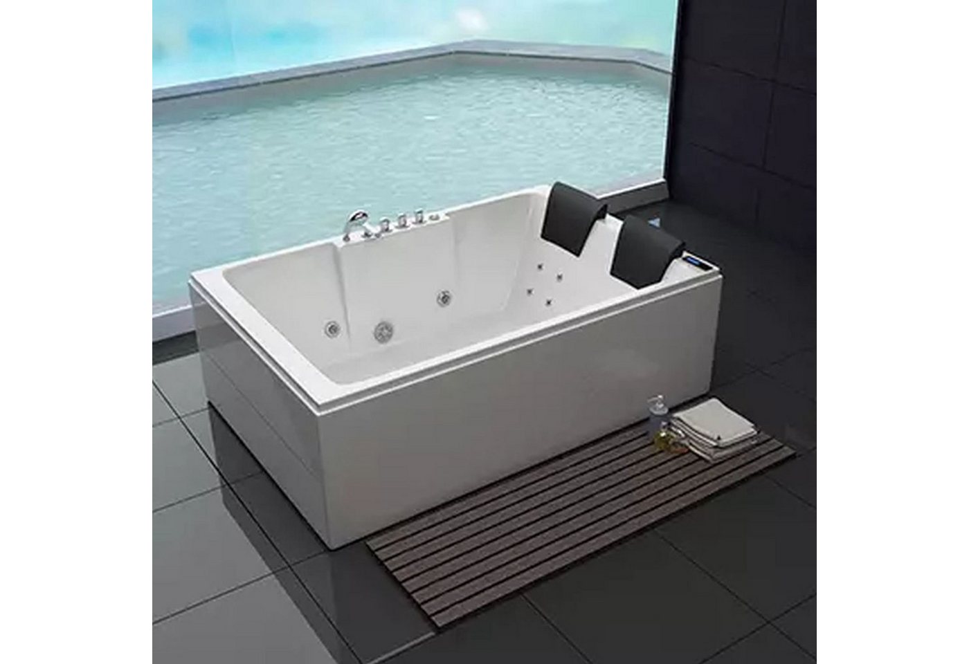 PureHaven Whirlpool 180x120 cm Heizung Reinigungsprogramm & Lichttherapie von PureHaven