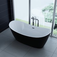 freistehende Acryl-Badewanne 170x80 cm elegant inkl. Siphon Überlaufschutz leicht zu pflegende Oberfläche extra starker Rahmen Schwarz/Weiß von PureHaven