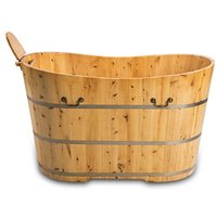 PureHaven freistehende Holzbadewanne 150x62cm aus Zedernholz 150 L ergonomische Formgebung pflegelei von PureHaven