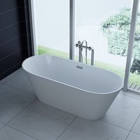 PureHaven freistehende Luxus Acryl-Badewanne 170x80 cm elegant inkl. Siphon Überlaufschutz leicht zu von PureHaven