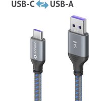 Sonero USB-C auf USB-A Ladekabel - USB 2.0, Super-Fast Charge 5V/5A - grau/blau - 0,25m von sonero