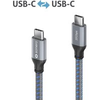 Sonero USB-C auf USB-C Kabel - 3.2 Gen 2, 10Gbps, 100W PD, DP Alt Mode - grau/blau - 1,00m von sonero