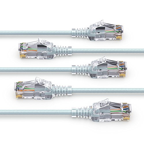 PureLink MC1501-030 CAT6 Netzwerkkabel UTP (10/100/1000 Mbit/s), extra dünn mit 2X RJ45 Stecker, Patchkabel für Switch, Modem, Router, Patchpanels, Patchfelder, 5-er Set, 3,00m, grau von PureLink