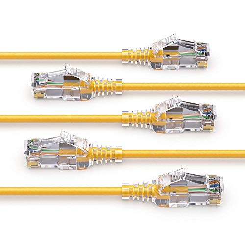 PureLink MC1503-030 CAT6 Netzwerkkabel UTP (10/100/1000 Mbit/s), extra dünn mit 2X RJ45 Stecker, Patchkabel für Switch, Modem, Router, Patchpanels, Patchfelder, 5-er Set, 3,00m, gelb von PureLink