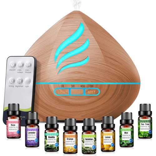 PureMist Aroma Diffuser 500ml für Ätherische Öle: Ultraschall Luftbefeuchter Schlafzimmer mit Fernbedienung - Lufterfrischer mit 14-farbigem LED & 4 Timer PureMist Aroma Diffuser 500ml für Ätherische Öle: Ultraschall Luftbefeuchter Schlafzimmer mit Fernbedienung - Lufterfrischer mit 14-farbigem LED & 4 Timer von PureMist