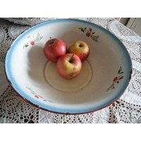 Uralte Emaille Schüssel Mit Blumen - Muster von PureNostalgie
