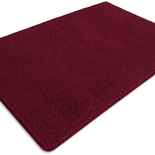 PureSwan Badezimmerläufer, 101,6 x 152,4 cm, extra große lange Badematte, saugfähig und waschbar, dicker Chenille-Badteppich, rutschfester Läufer für Badezimmer, Dusche, Waschbecken (Burgunderrot) von PureSwan