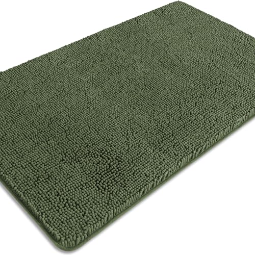 PureSwan Badezimmerläuferteppich, extra lang, groß, saugfähig und waschbar, dicker Chenille-Badteppich, rutschfester Läufer für Badezimmer, Waschbecken – (Olivgrün, 76,2 x 127 cm) von PureSwan