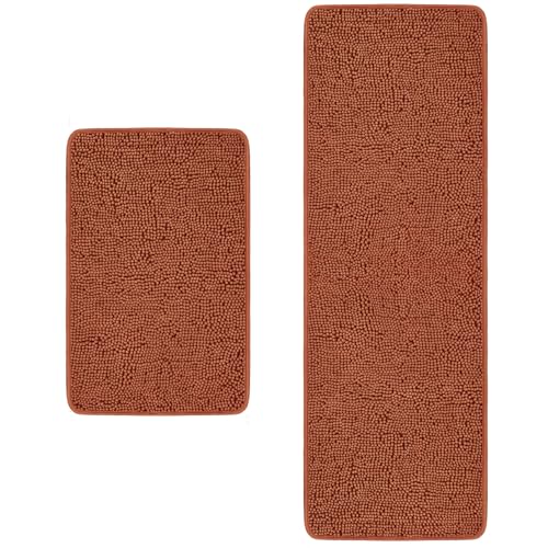 PureSwan Badezimmerteppich-Set, 2-teilig, saugfähige und waschbare Badematte, rutschfest, dicker, weicher Chenille-Badteppiche für Badezimmerboden, Dusche, Waschbecken (43,2 x 61 cm + 43,2 x 119,4 cm, PureSwan Badezimmerteppich-Set, 2-teilig, saugfähige und waschbare Badematte, rutschfest, dicker, weicher Chenille-Badteppiche für Badezimmerboden, Dusche, Waschbecken (43,2 x 61 cm + 43,2 x 119,4 cm, von PureSwan