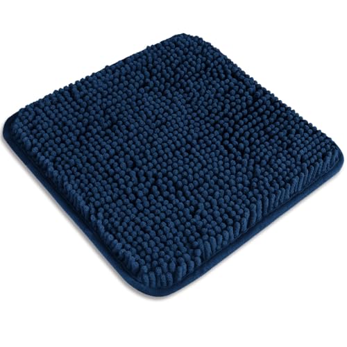 PureSwan Kleiner Badezimmerteppich, 30,5 x 30,5 cm, waschbare und saugfähige Badematte, rutschfest, dicker, weicher Chenille-Badteppich für Badezimmer, Dusche, Waschbecken, Hundematte (Marineblau) von PureSwan